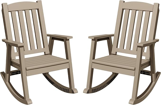 Greesum Set of 2 Outdoor Rocking Chair, All-Weather Patio Rocker, Rust-Proof & by BuynowfromGreesum