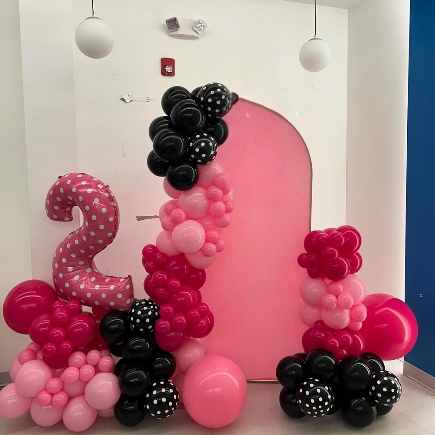 Pink and Black Balloons,50Pcs 12 Inch Hot Pink White Black Dots Metallic Pink Latex Balloons,for Girls Women Wedding Birthday Party Supplies