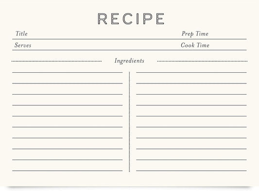 Jot & Mark Recipe Cards 5x7 Inches Blank Double Sided, 50 Count (Modern Minimal) - Menu Cards