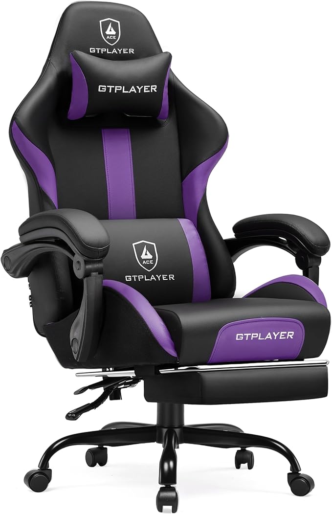 GTPLAYER Gaming Chair with Pocket Spring Cushion, Leather Office Chair with by GTPLAYER