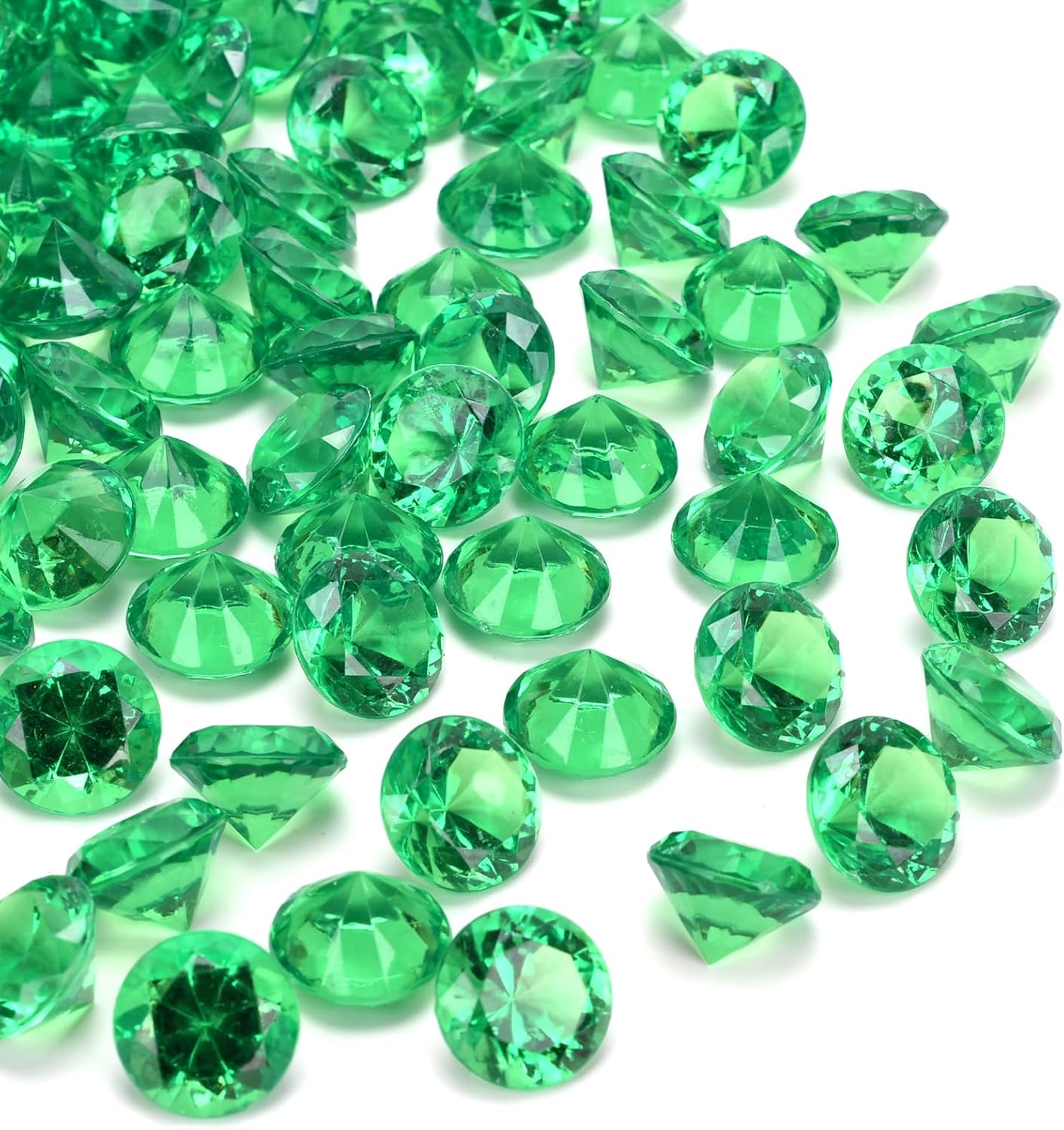 Fake Diamond Christmas Decoration, 280 pcs 20 mm Acrylic Diamond for Table Scatters Vase Fillers Green