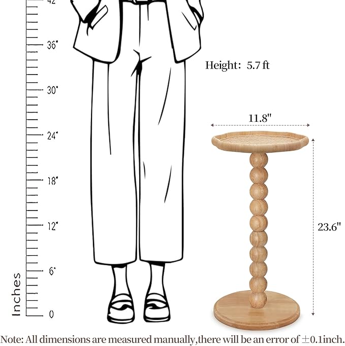 Drink Table, Boho Rattan Flower Small Side Table - Image 2