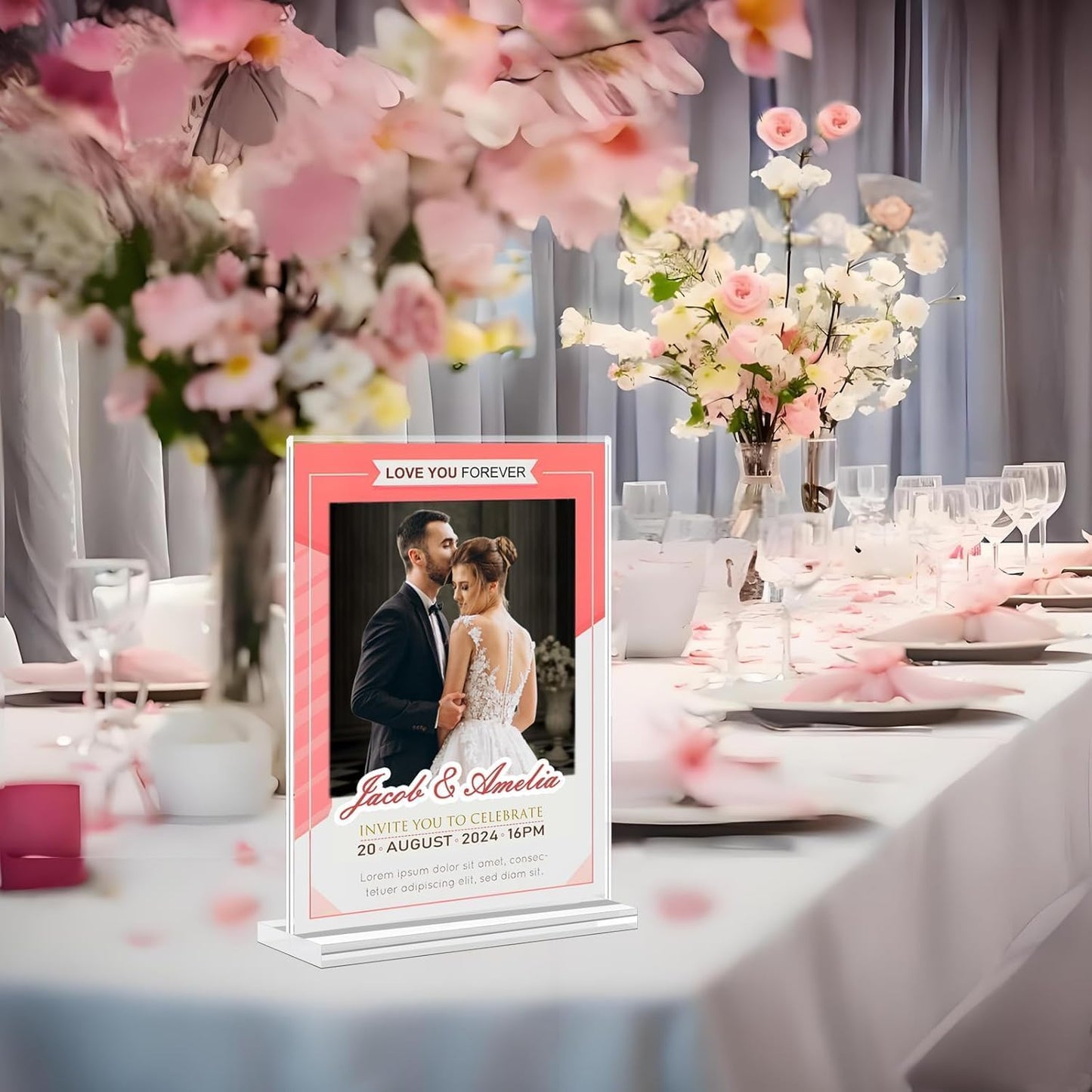 Acrylic Sign Holder 5x7 - 11 Pack Clear Display Stand Vertical Picture Holders for Tables, Double Sided T Shape Flyer Holder Plastic Picture Frame Sign Holder for Store,Restaurants,Hotels,Office