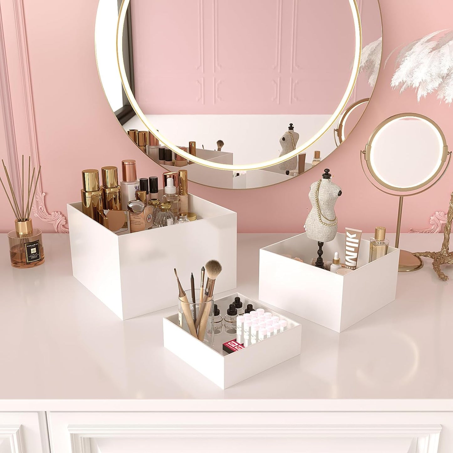 PecMuikee Buffet Risers, Food Risers for Buffet Table, Display Stand Shelf for Catering Dessert Collectibles Jewelry Figures Show, Acrylic Cube Display Nesting Risers with Hollow Bottoms 6PCS 8"9"10"