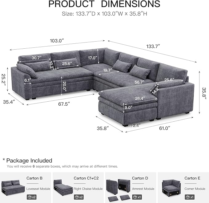 Belffin Large Modular Sectional Sofa - Image 2