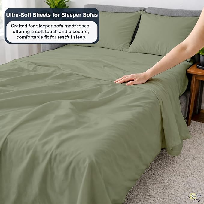 Cottington Lane Sleeper Sofa Sheets Queen Size, 4 Piece Premium Quality 100% - Image 3