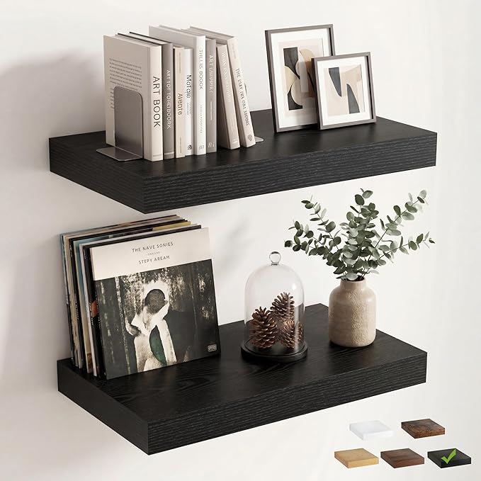 12 inch Deep Floating Shelves for Wall, 24 inch Wide Engineered Wood Wall by Venusmiles