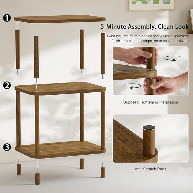 Bamboo End Table, Side Table for Small Space - Image 5