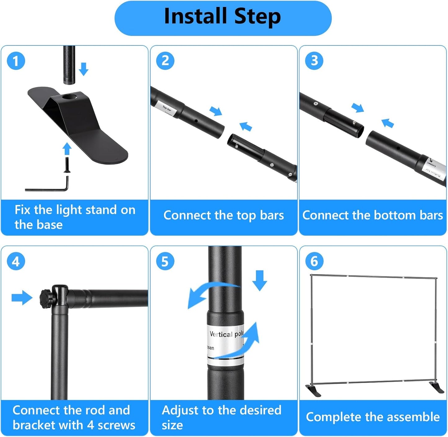 SLOW DOLPHIN Photo Backdrop Banner Stand 10 x 10 Ft Photography Background Stand with Adjustable Telescopic Tube Step and Repeat Frame Stand for Parties Wedding Photo Booth Trade Show,Carrying Bag