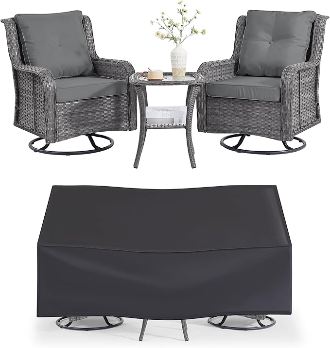 Wumiokio Patio Furniture Sets, 3 Pieces Wicker Outdoor Furniture by Wumiokio