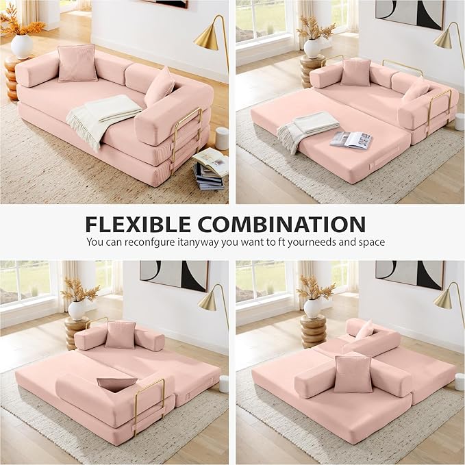 HANXIN Convertible Sleeper Sofa Bed, 78 Inch Folding Floor Mattress Couch - Image 4