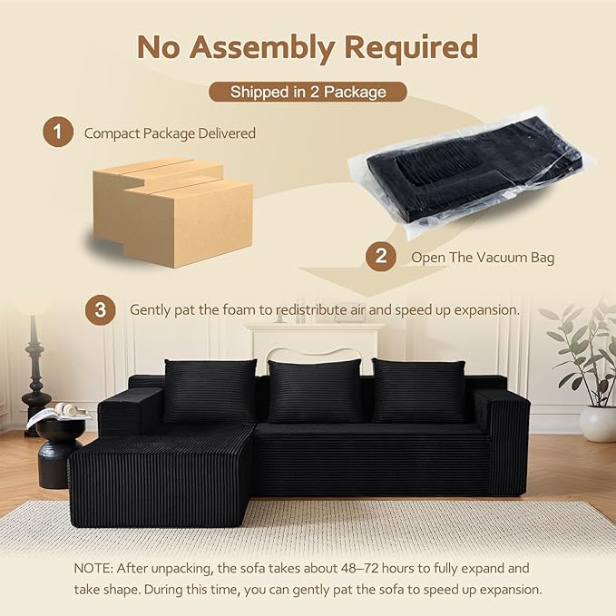ANONER Corner Modular Sectional Sofa, Modern L-Shaped Boneless Cloud Couch - Image 6