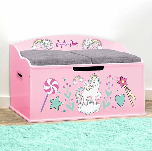 DIBSIES Personalized Creative Wonders Toy Box, Unicorns & Rainbows, 30 x 19.25 by DIBSIES