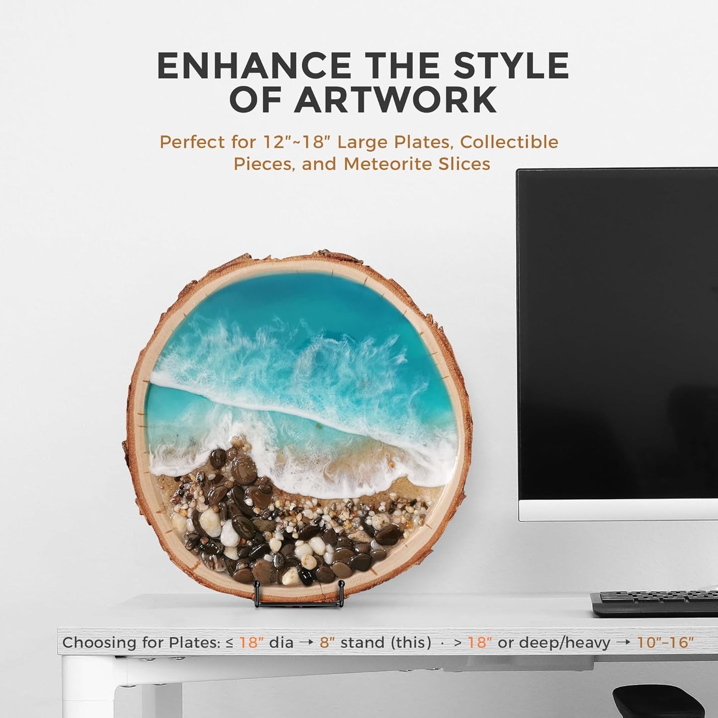 TR-LIFE Plate Stands/Holder for Display, 8 Inch, Large, Metal Frame for Picture, Decorative Platter, Book, Photo Easel (2 Pack)