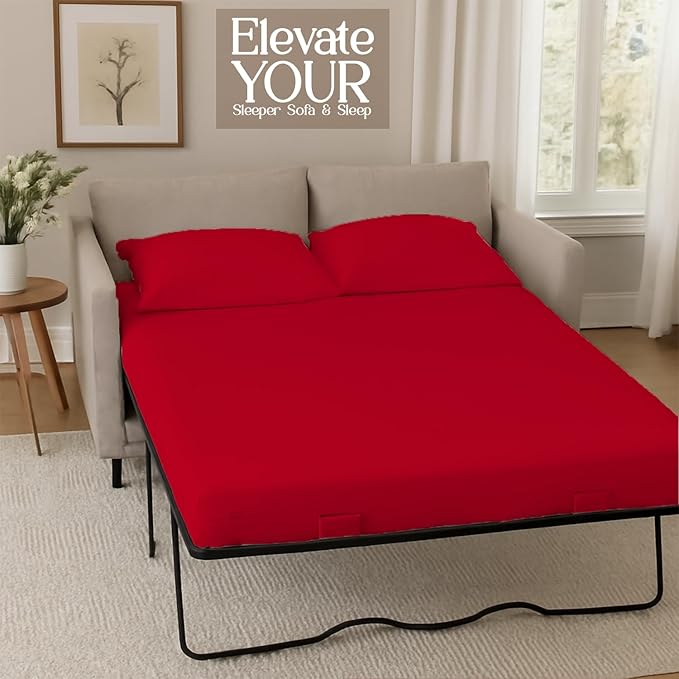 Sleeper Sofa Bed Sheet, 100% Cotton 400 Thread Count, 4 Piece Set, Deep Pocket - Image 4