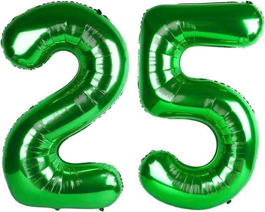 Green 40 Inch Large Number 25 52 Birthday Balloon, 25 52 Birthday Decorations, Foil 25 52 Mylar Helium Numbers Balloons Girl Boy Anniversary Party Supplies