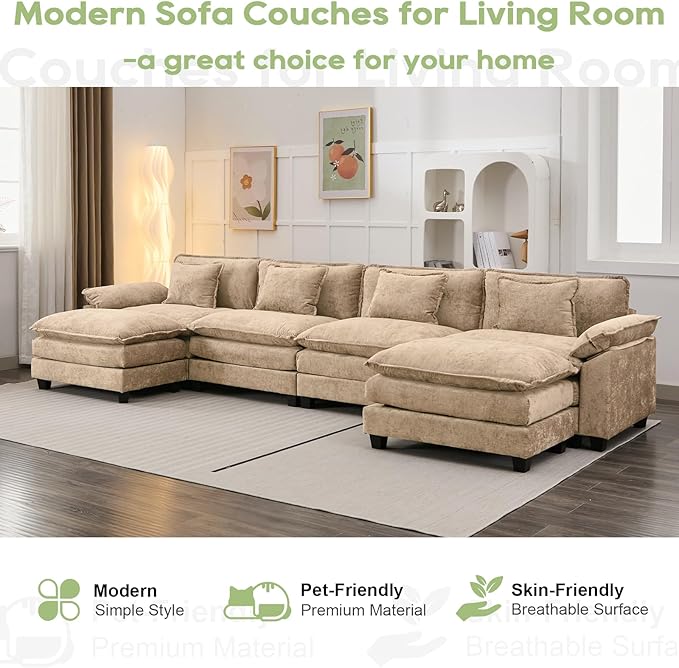 Oprisen 154" Modular Sectional Sofa, Comfy Cloud Couch Sectional Sofa - Image 7