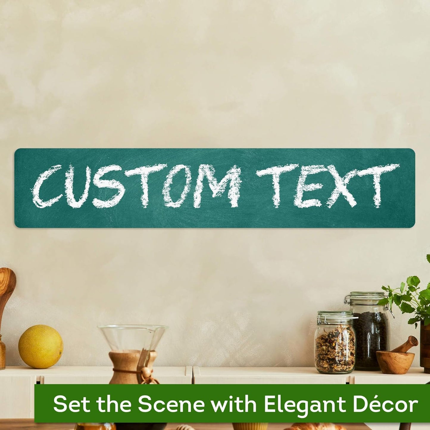 Custom Sign, Custom Street Sign, 11 Font Colors, 13 Font Styles, 4 Hole Options, 22 Sizes, 6x30 Inches, Rust Free DiBound, Fade Resistant, Made in USA by My Sign Center (Chalkboard Green)