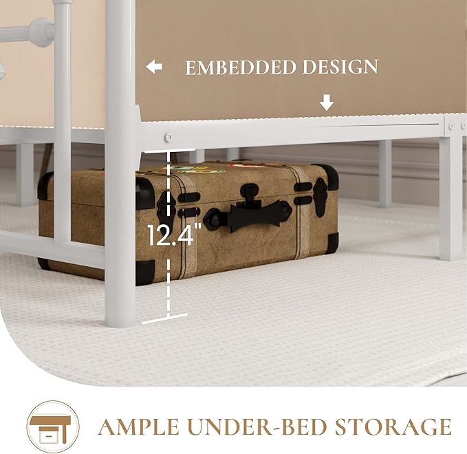 SHA CERLIN 14" Full Size Metal Platform Bed Frame/Victorian Headboard and - Image 5