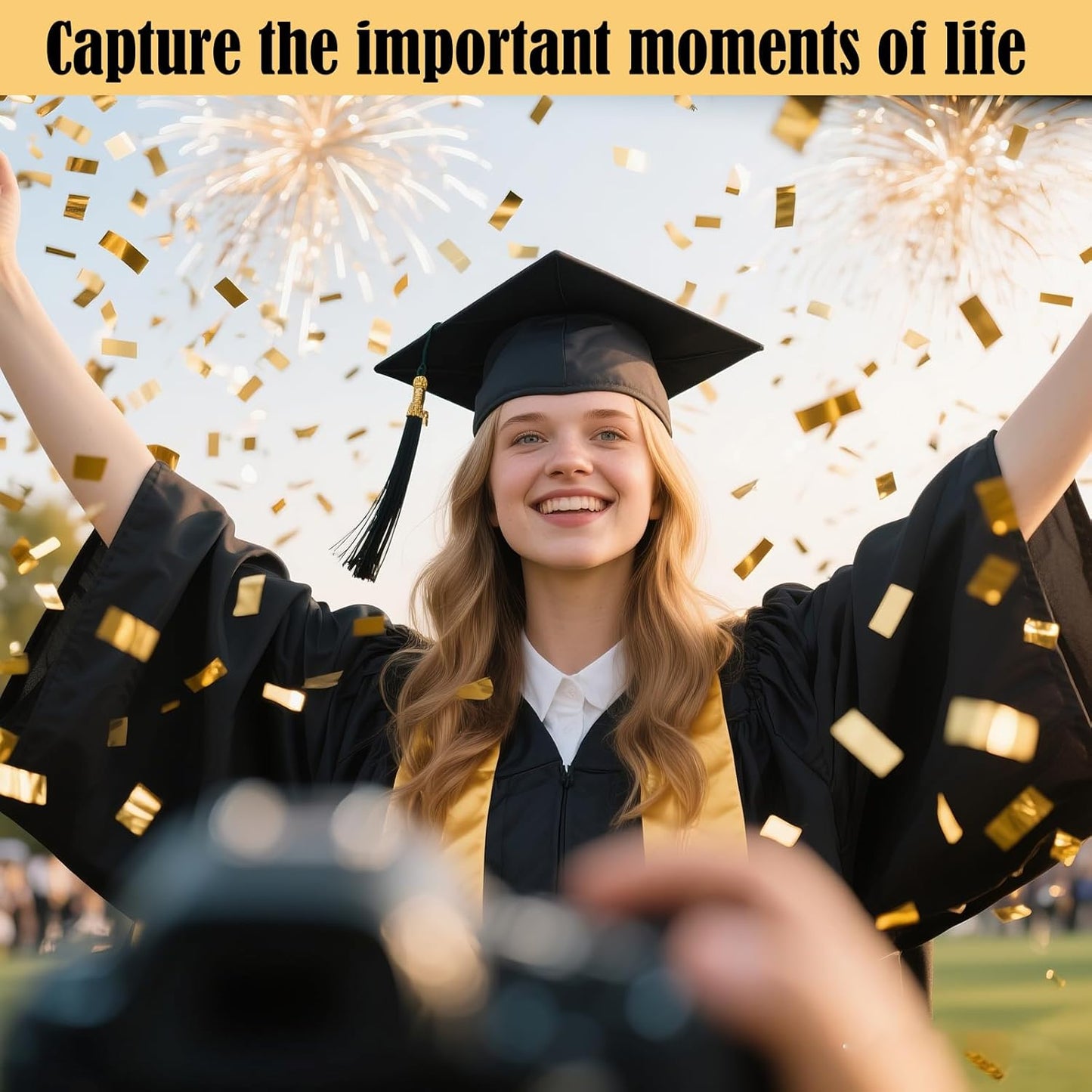 Gold Confetti Cannon Set of 5 | Long-Range Confetti Poppers for Birthdays, Graduations, Weddings, and Celebrations