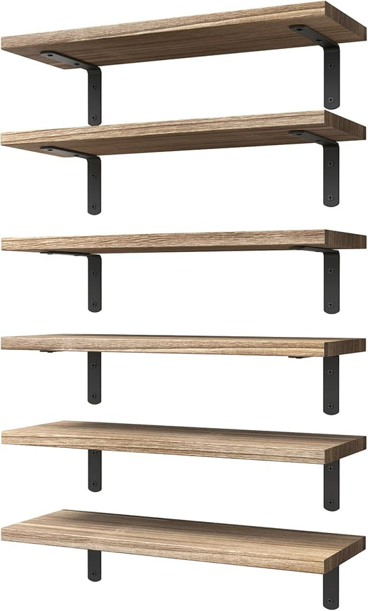 WOPITUES Wood Floating Shelves Set of 6, Shelves by WOPITUESOfficial
