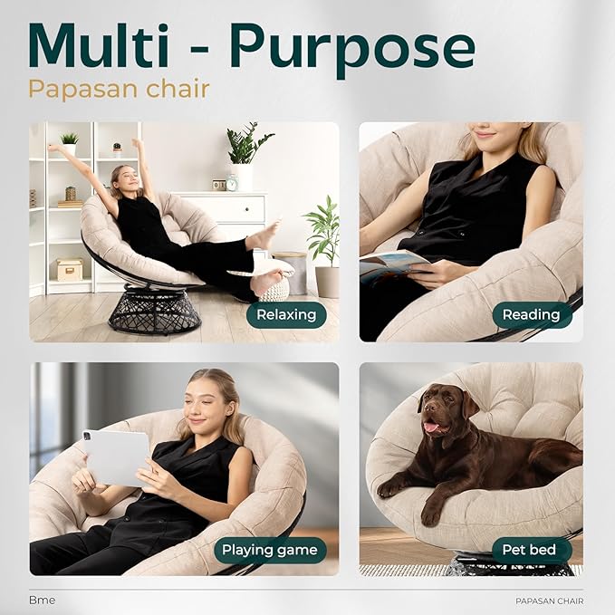 Bme 40" Ergonomic Wicker Papasan Chair - Image 7