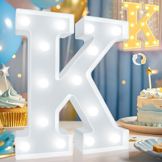 Pooqla LED Marquee Letter Lights, Warm White and Cool White Decorative Lighted Letters, Light Up Alphabet Letters for Boys Girls, Party, Wedding, Bar, Night Light, Birthday Decoration, Letter K