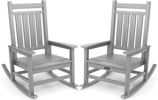 SERWALL Oversized Outdoor Rocking Chair Set of 2, HDPE Rocker by SERWALL