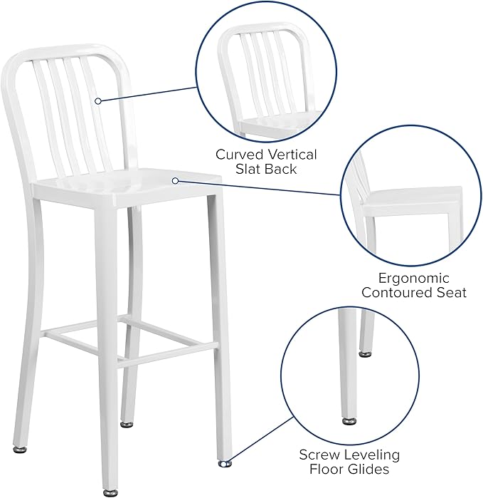 Flash Furniture Gael Commercial Grade 2 Pack 30" High White Metal - Image 7