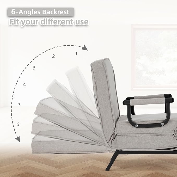 Hupmad Convertible Bed Sleeper Chair, Tri-fold Upholstered Armchair Sleeper - Image 6