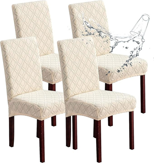 Genina Waterproof Chair Covers for Dining Room, Stretch Jacquard Dining Chair by Genina