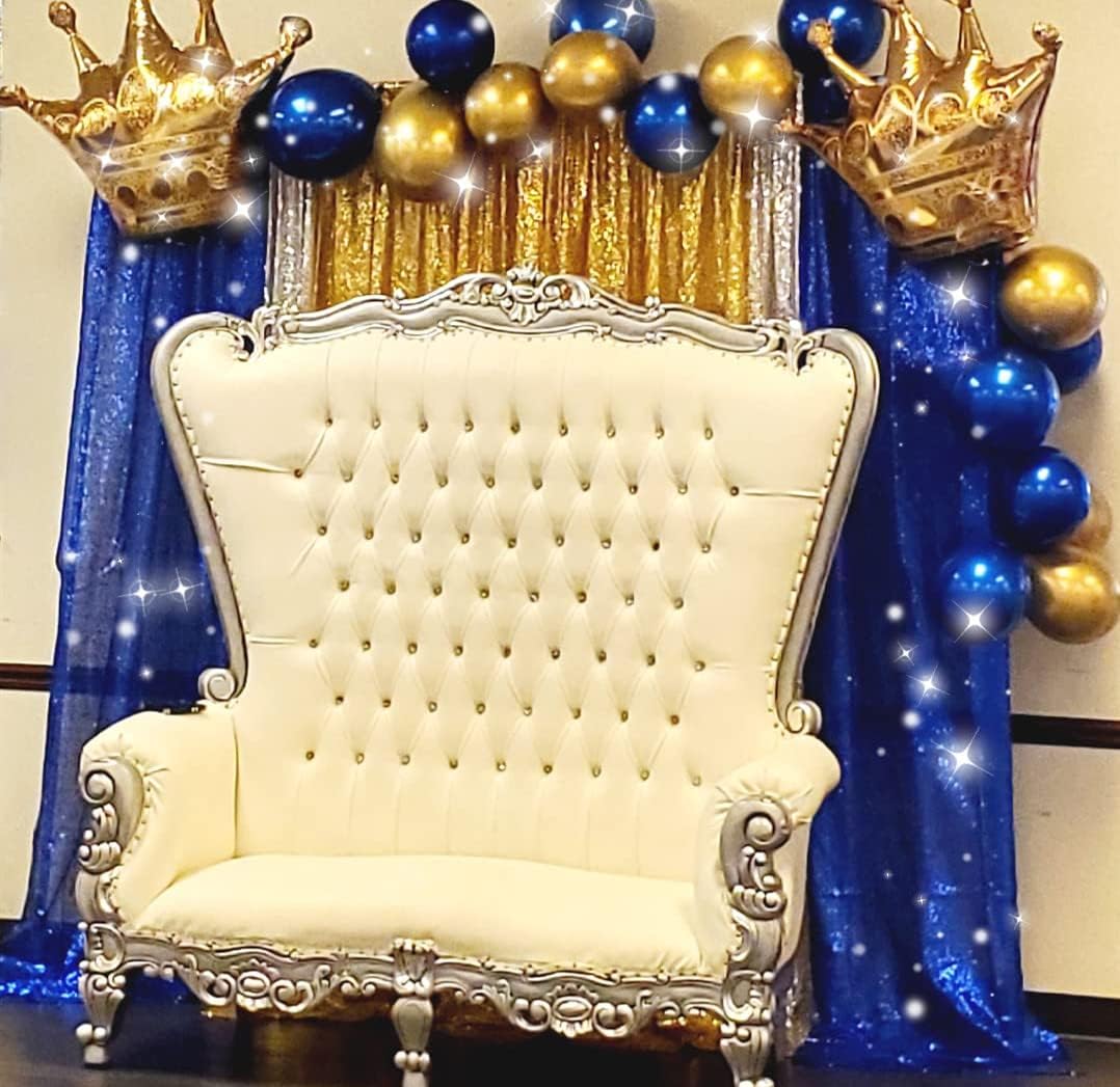 Poise3EHome 2ft x 8ft Blue Sequin Photography Backdrop Curtains 2 Panels for Party Decoration, Navy Blue