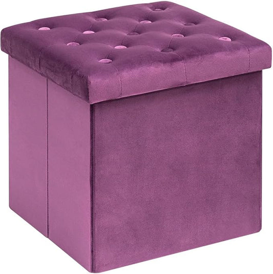 B FSOBEIIALEO Storage Ottoman Cube Velvet Tufted Folding Ottomans by BFSOBEIIALEO