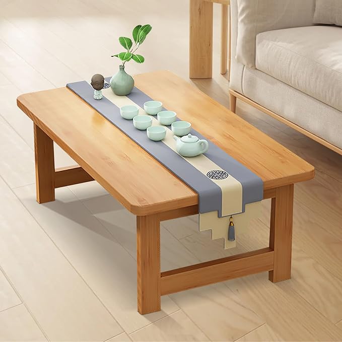 Japanese Floor Sitting Table, Folding Wood Tea Table Chabudai Japanese Coffee - Image 5