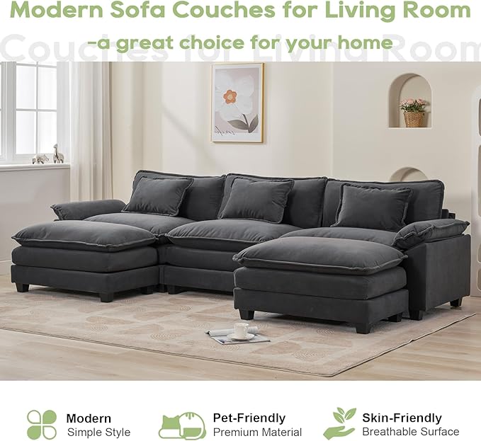 Oprisen 120" Modular Sectional Sofa, Comfy Cloud Couch Sectional Sofa - Image 7