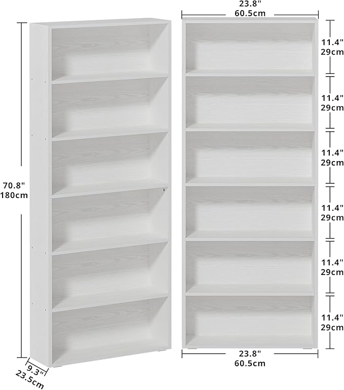 IRONCK Bookshelves and Bookcases Set of 2 Floor Standing 6 Tiers Display - Image 3