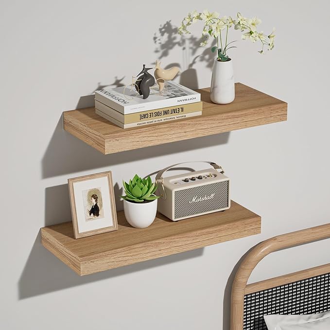 Oak Floating Shelves Wood for Wall 15.7in Wall Mounted Display Ledge Shelves - Image 7