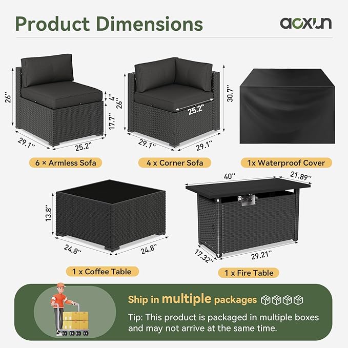 Aoxun 15 Piece Patio Furniture Set - Image 4