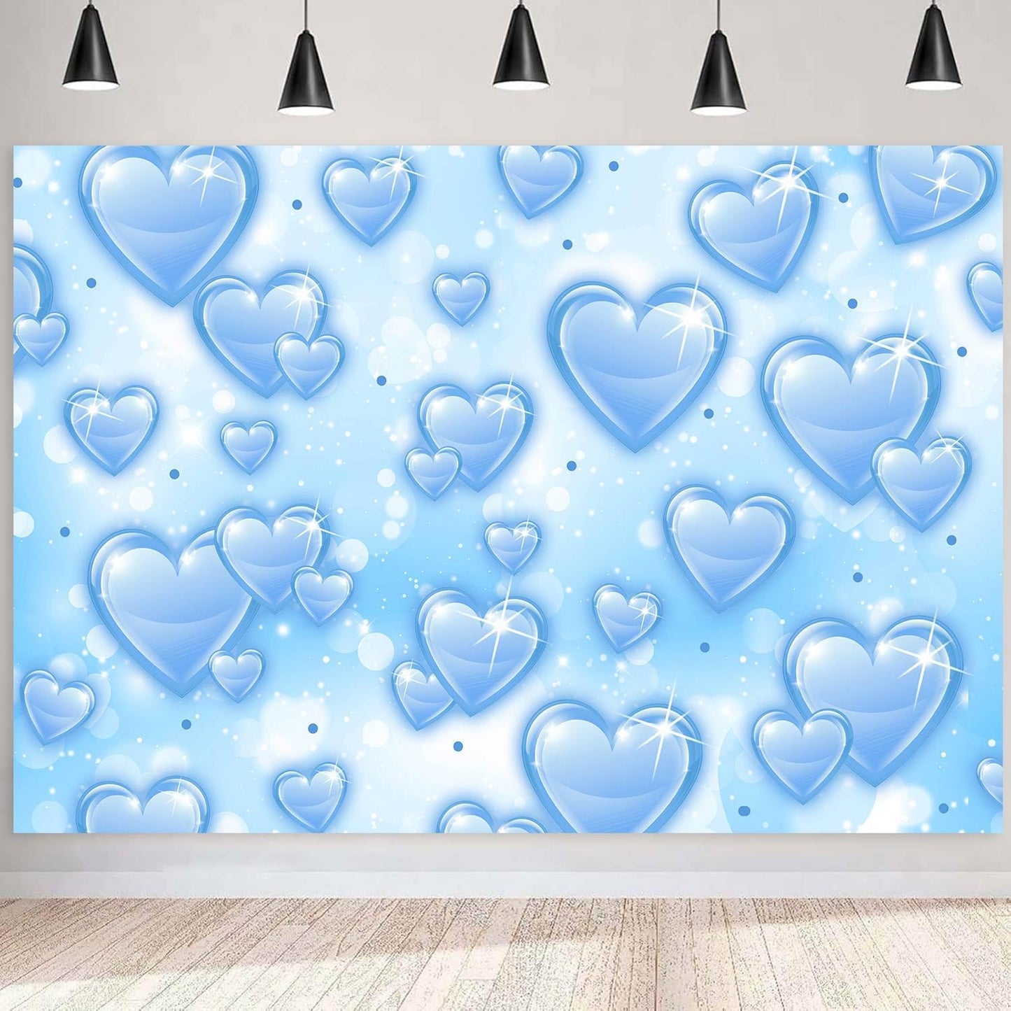 Sensfun 8x6ft Light Blue Heart Backdrop Early 2000s Party Decorations Old School Backdrops Valentines Day 90s Hearts Y2K Birthday Party Banner Newborn Photography Background Selfile Photo Booth Props