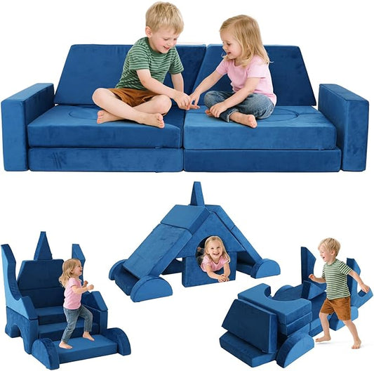 15 Pcs Modular Kids Play Couch, Toddler Couches That Fold Out, Plush Foam Chair by VIXLONOutdoorSlowTime