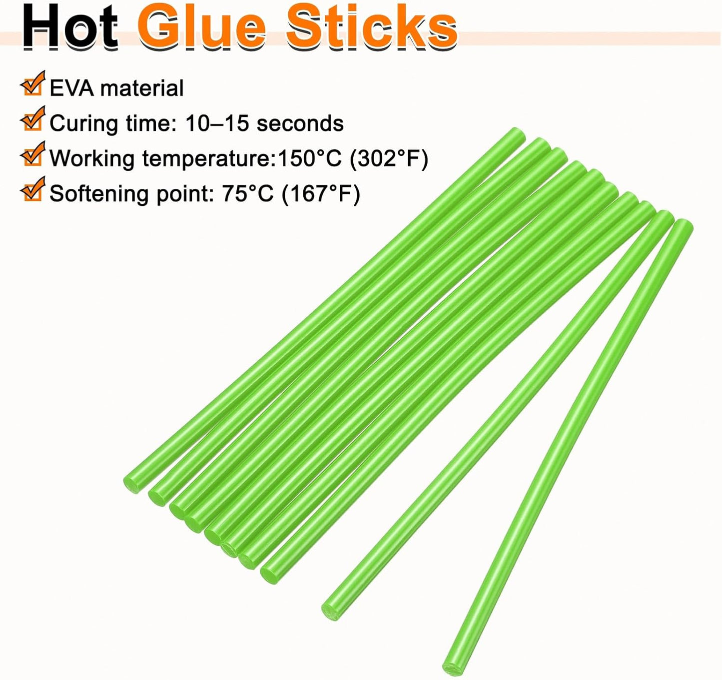HARFINGTON 10pcs Hot Glue Sticks 0.28" Dia x 5.91" Long EVA Mini Hot Melt Adhesive Glue Stick for Hot Melt Gun Wood Plastic Glass Flowers Fabrics Foam, Light Green