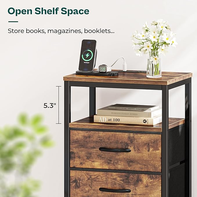 Huuger Nightstands Set of 2, 27.6 Inch End Tables - Image 3