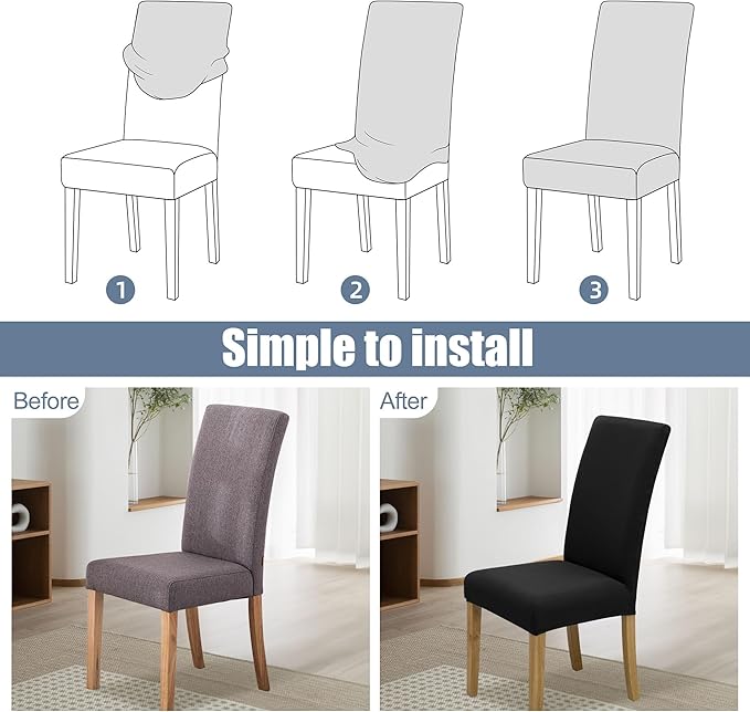 BIETYONE Stretch Dining Chair Covers Set of 2, Soft Removable Washable Kitchen - Image 4