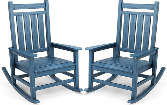 SERWALL Oversized Outdoor Rocking Chair Set of 2, HDPE Rocker by SERWALL