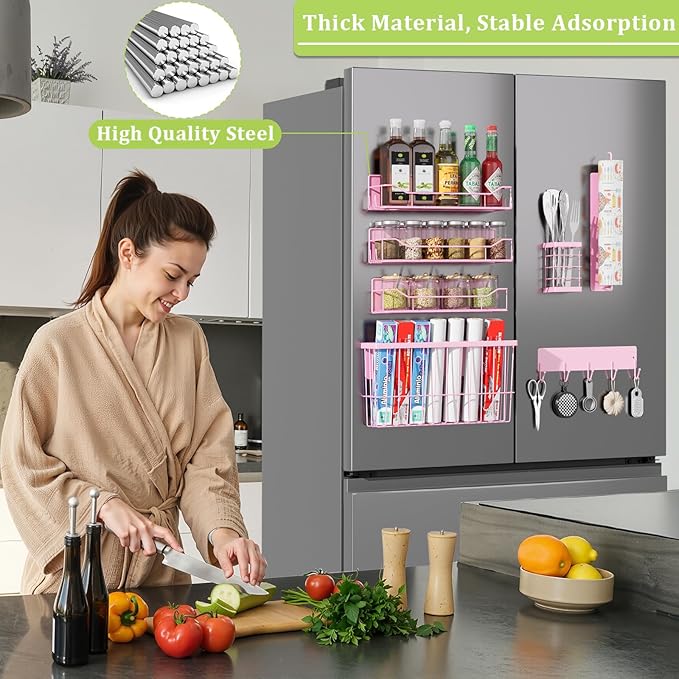 Magnetic Spice Rack for Refrigerator, 7 Pack Magnetic Fridge Shelf for Kitchen - Image 6