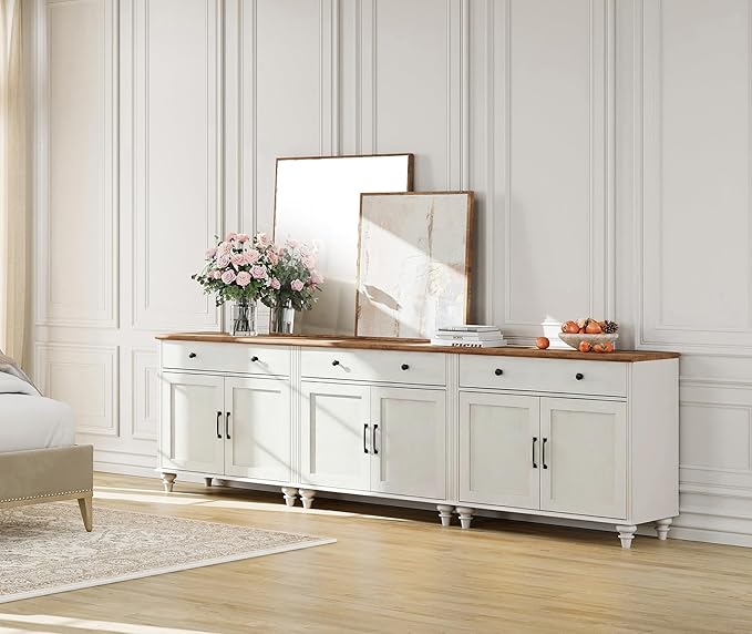 WAMAPT Buffet Cabinet with 6 Doors and 3 Drawers, Large Coffee Bar Table Wood - Image 9