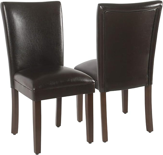 HomePop Parsons Upholstered Accent Dining Chair, Dark Brown Faux Leather by HomePop