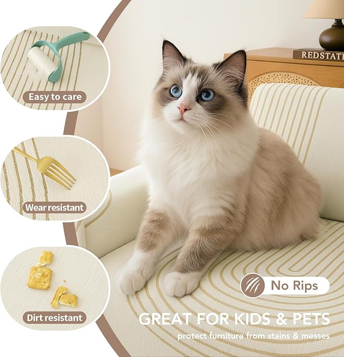 Couch Cover for Dogs, Boho Sofa Covers for 3 Cushion Couch, Chenille Sofa - Image 5