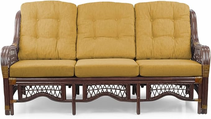 Malibu Lounge Set of 4: 2 Natural Rattan Wicker Chairs, Three-Seater Sofa - Image 10