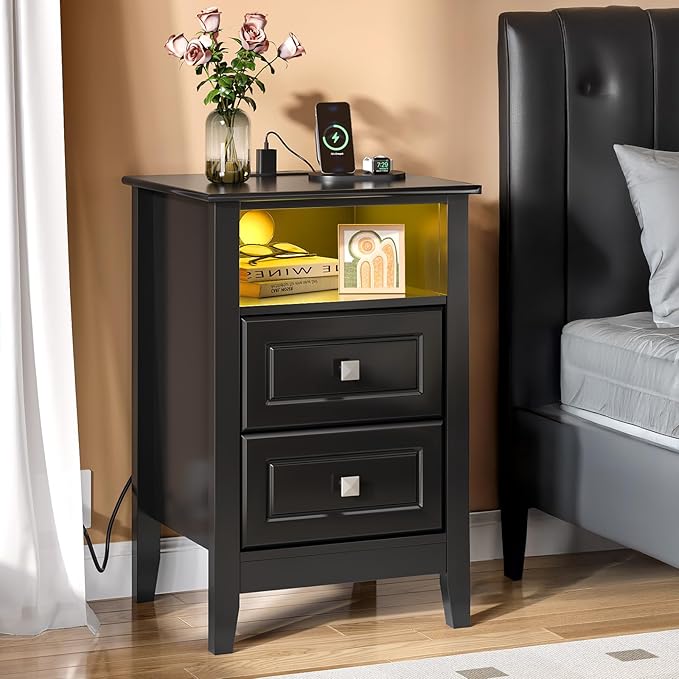 Bonnlo Black Nightstand Set of 2 - Image 3